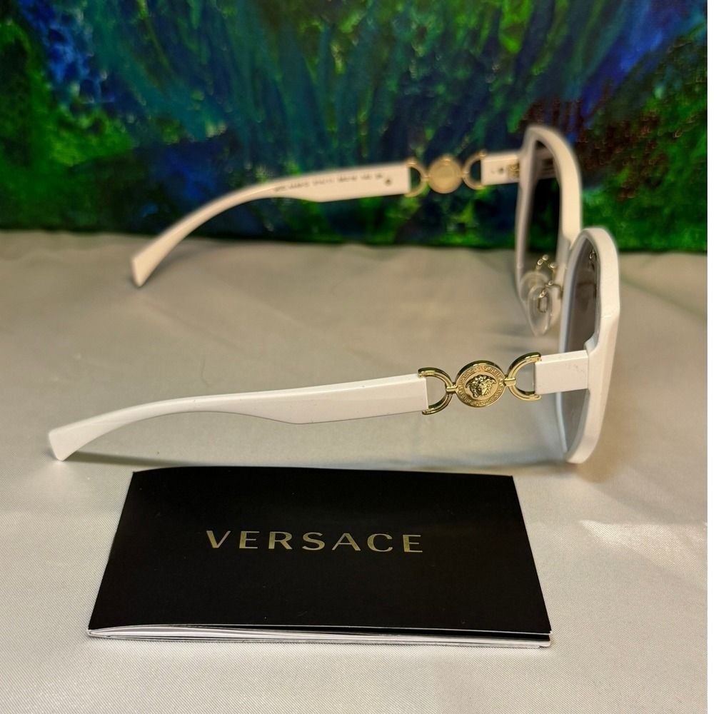 Versace VE 4405 White Medusa Biggie Square Sunglasses New w/COA - Picture 5 of 6